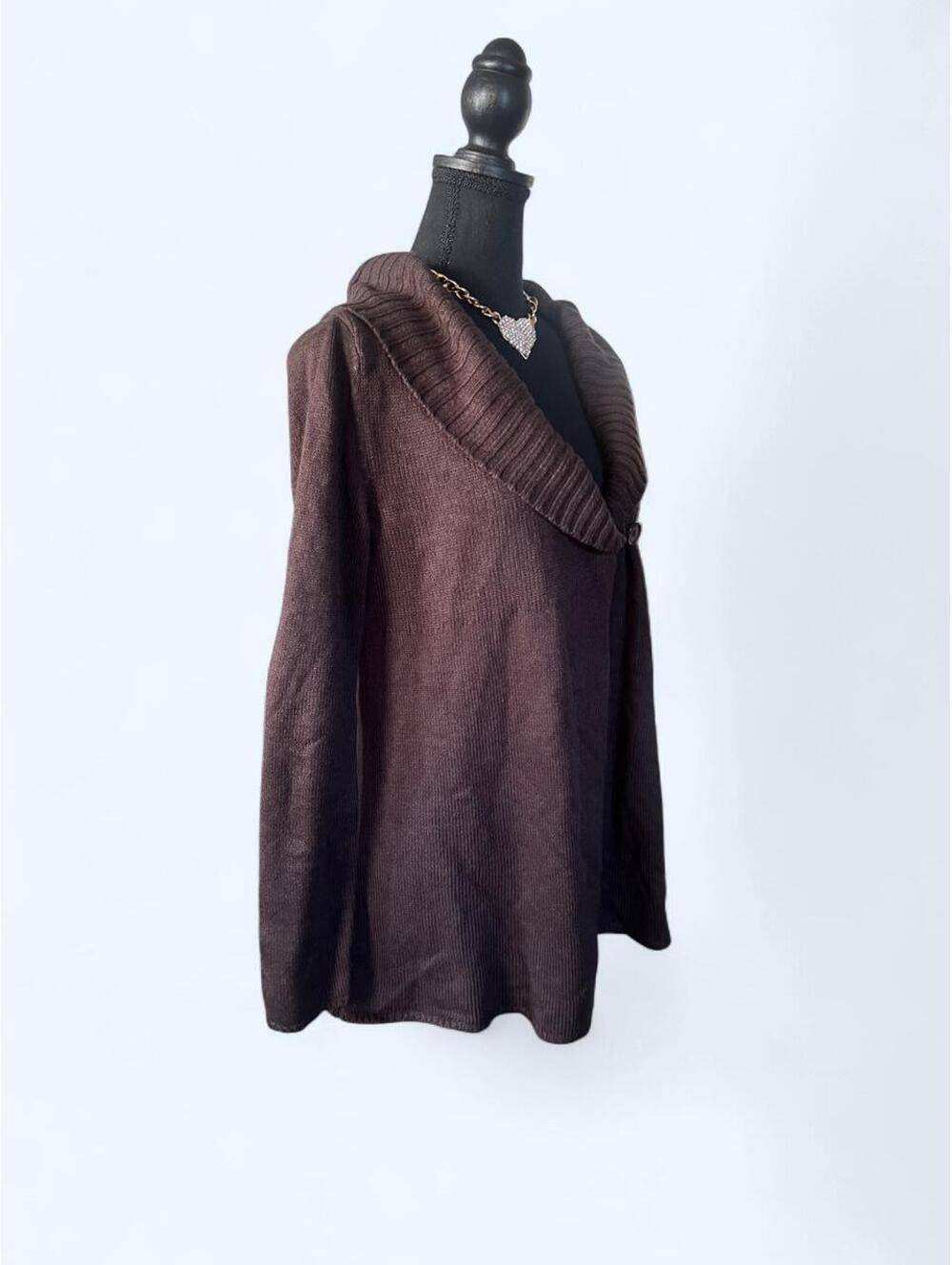 Vintage Y2K New York & Company Chocolate Babydoll Cardigan Size Small 🤎 - Picture 3 of 6